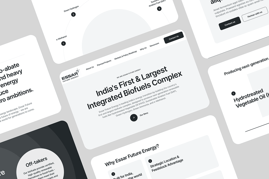 Low-fidelity wireframes for the EET website ecosystem